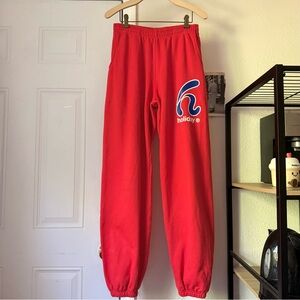 HOLIDAY Los Angeles red cotton logo elastic pull on cropped sweat jogger pants